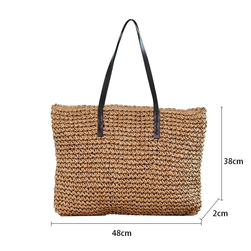 Bohemian Hollow Straw Beach Handbag
