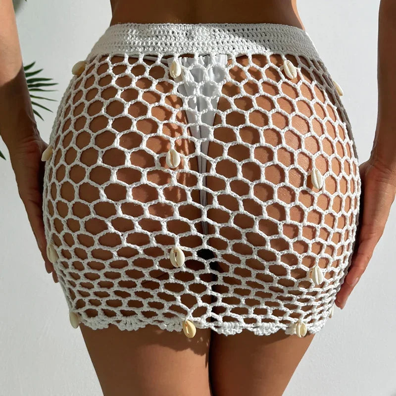 Handmade Crochet Drawstring Bikini Cover-Ups