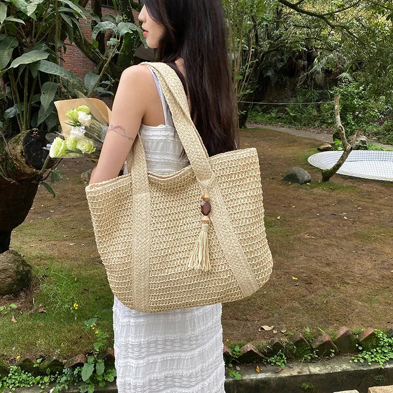 Straw Weave Tote Bag