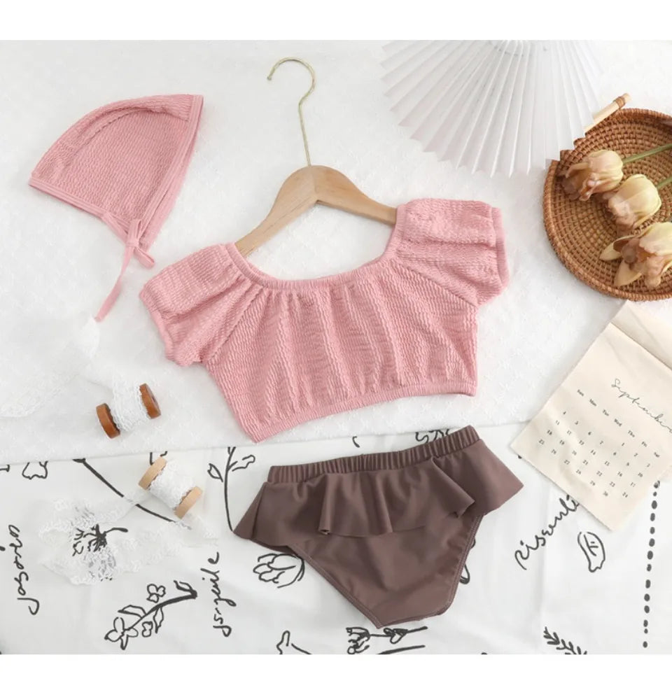 Pleated Bathing Suit With Hat