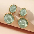 Fashion Green Crystal Oval Dangle Earrings for Women Girls Elegant Resin Acrylic Round Geometric Earrings Jewelry Accessories