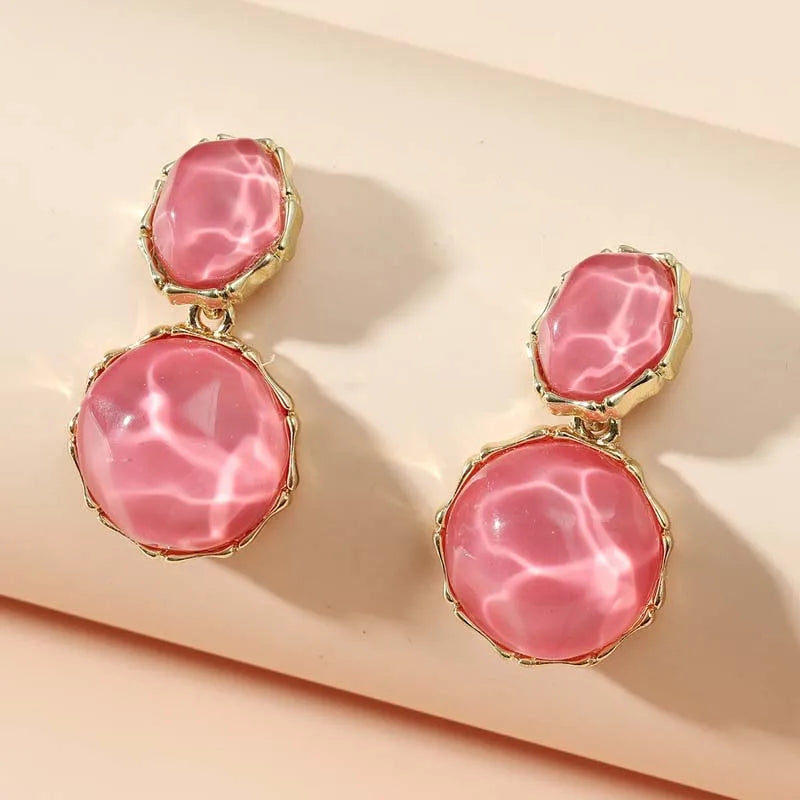 Fashion Green Crystal Oval Dangle Earrings for Women Girls Elegant Resin Acrylic Round Geometric Earrings Jewelry Accessories