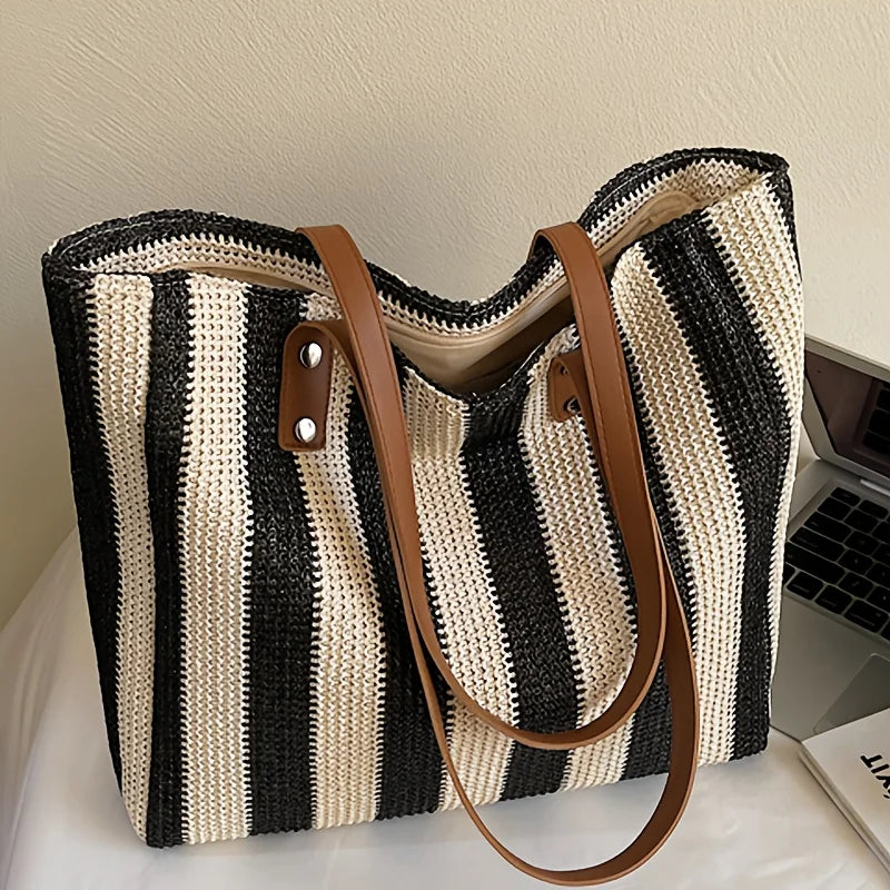 Classic striped pattern retro single-shoulder bag