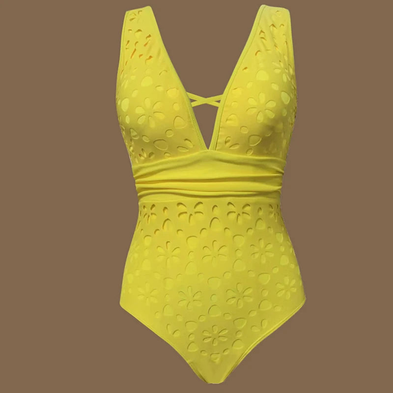 Laser Cutting Flower Swimsuit