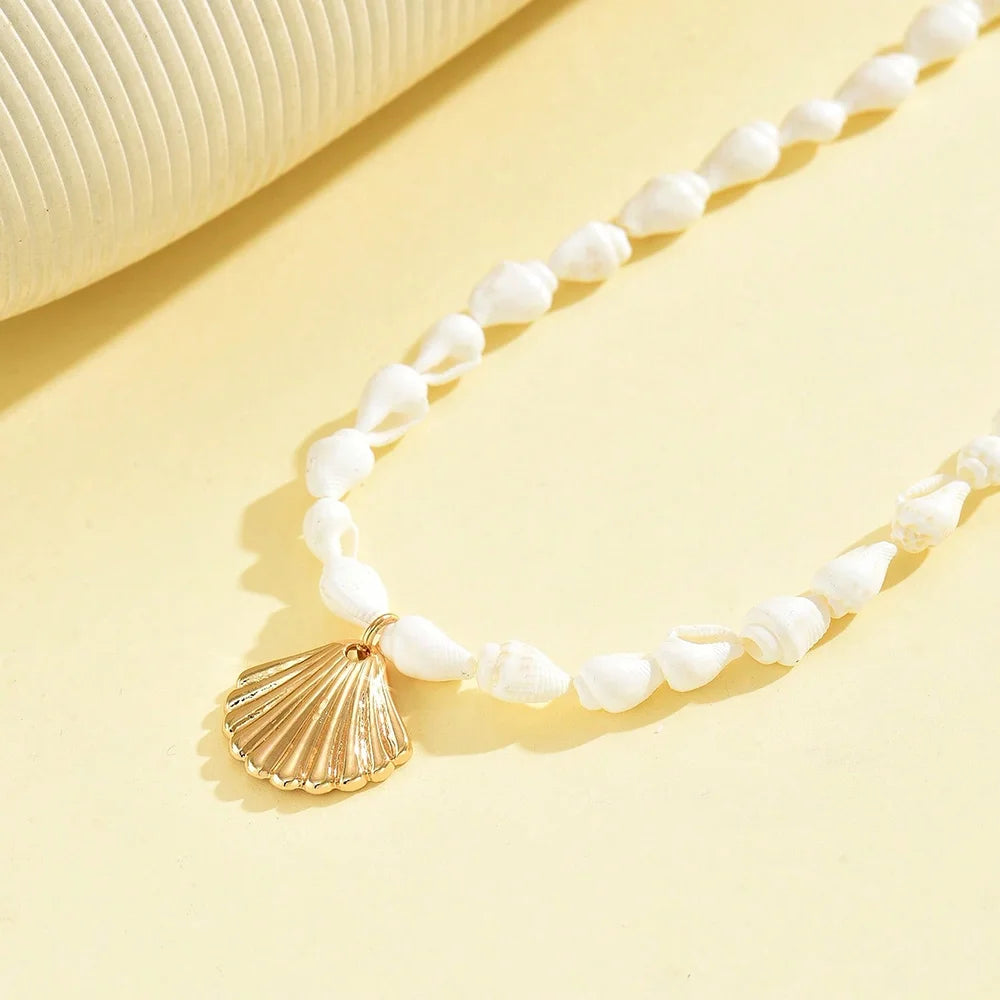 Natural Seashell Beaded Necklace