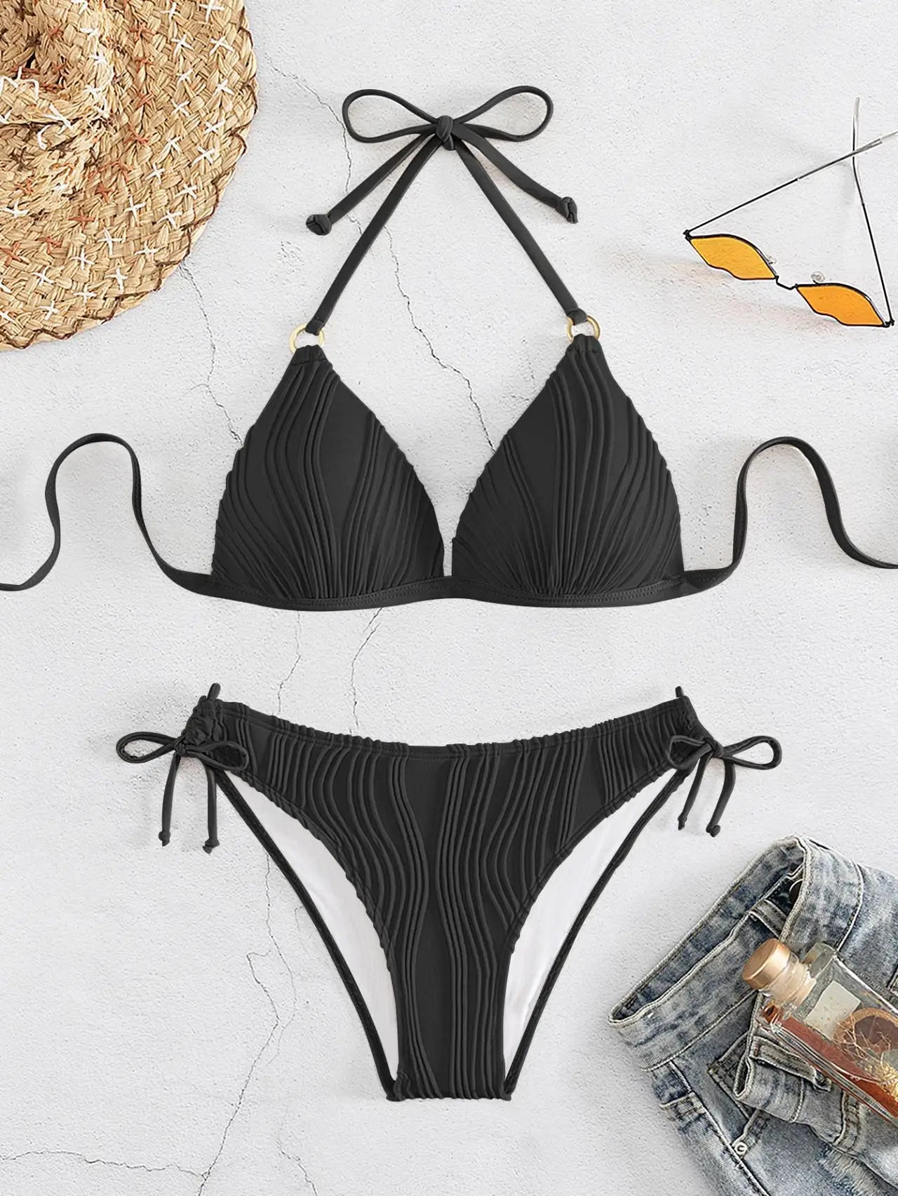 Solid Low Waist Sexy Two Piece Swimsuit