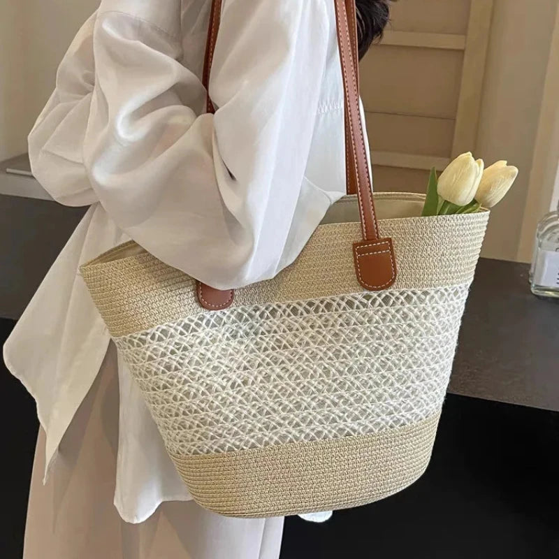 Straw Woven Basket Handbag