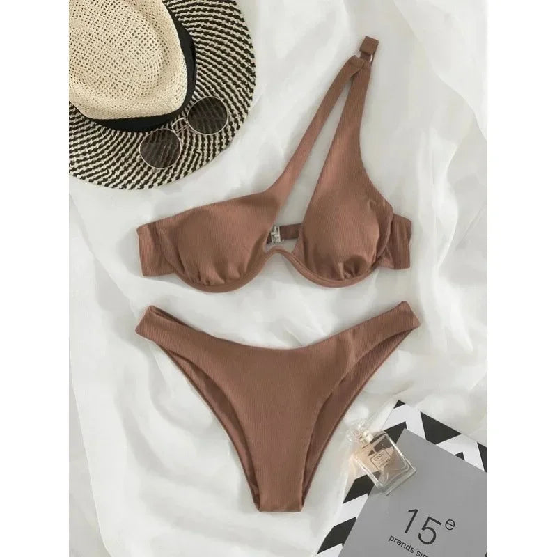 One Shoulder Bikini High Cut