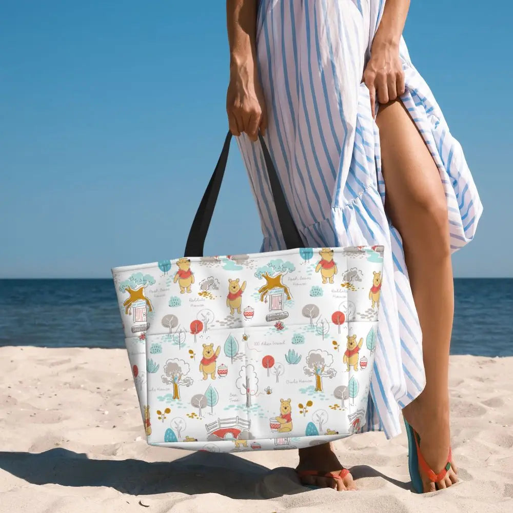 Winnie The Pooh Large Beach Tote Bag