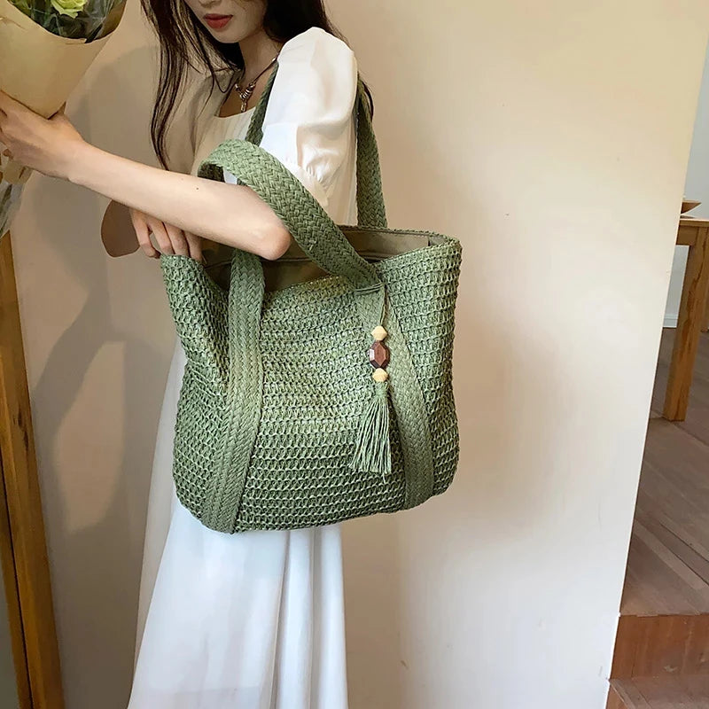 Straw Weave Tote Bag