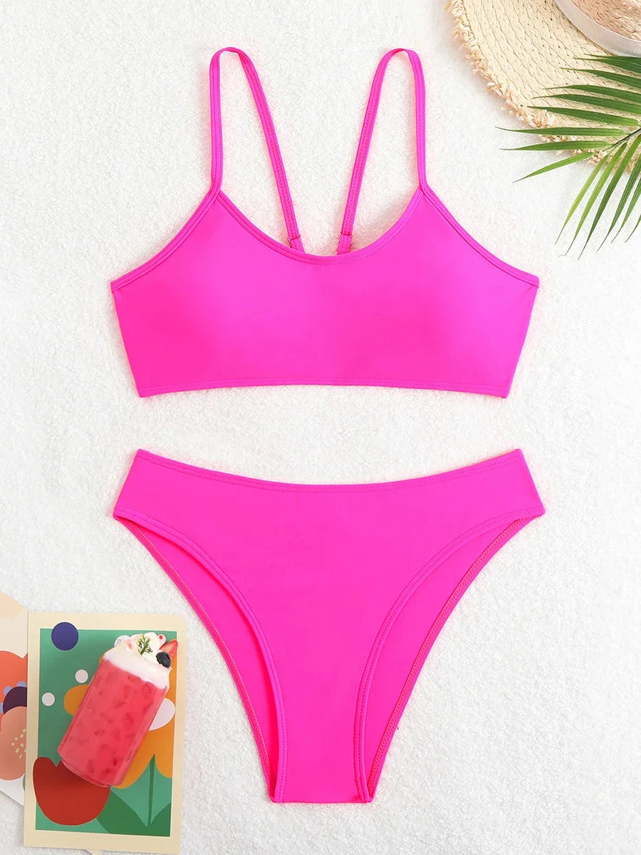 Solid Color Bikinis Set