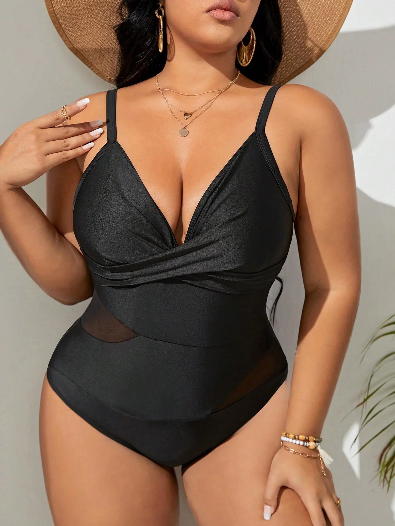 Jenny Black Strapped Plus Size Swimwear