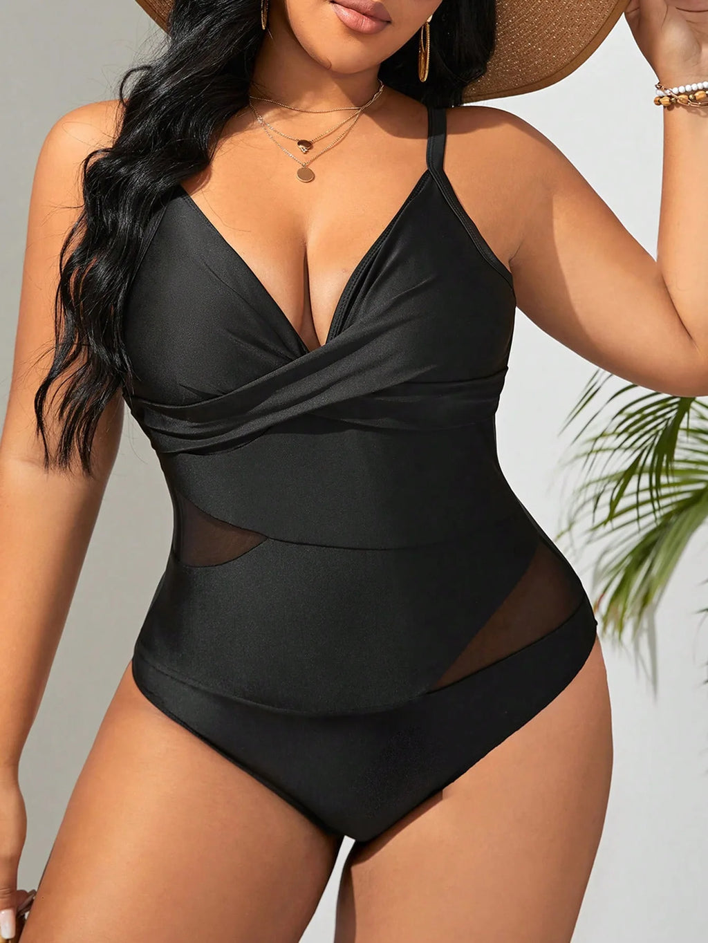 Jenny Black Strapped Plus Size Swimwear