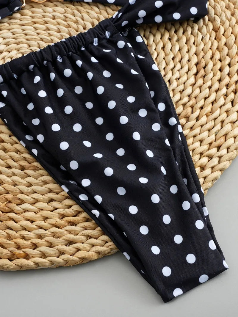 Polka Dot Bikini Set Women Two Piece Swimwear - Flirty Sexy Instagram Beach Vacation Push Up Swimsuit