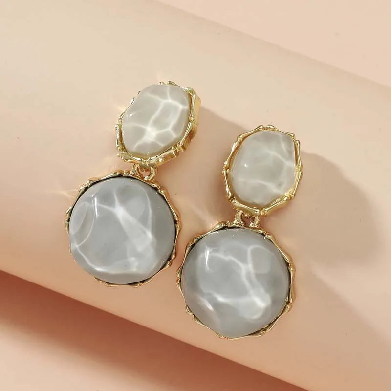 Fashion Green Crystal Oval Dangle Earrings for Women Girls Elegant Resin Acrylic Round Geometric Earrings Jewelry Accessories