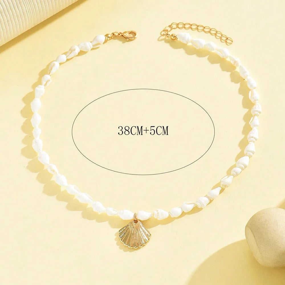 Natural Seashell Beaded Necklace