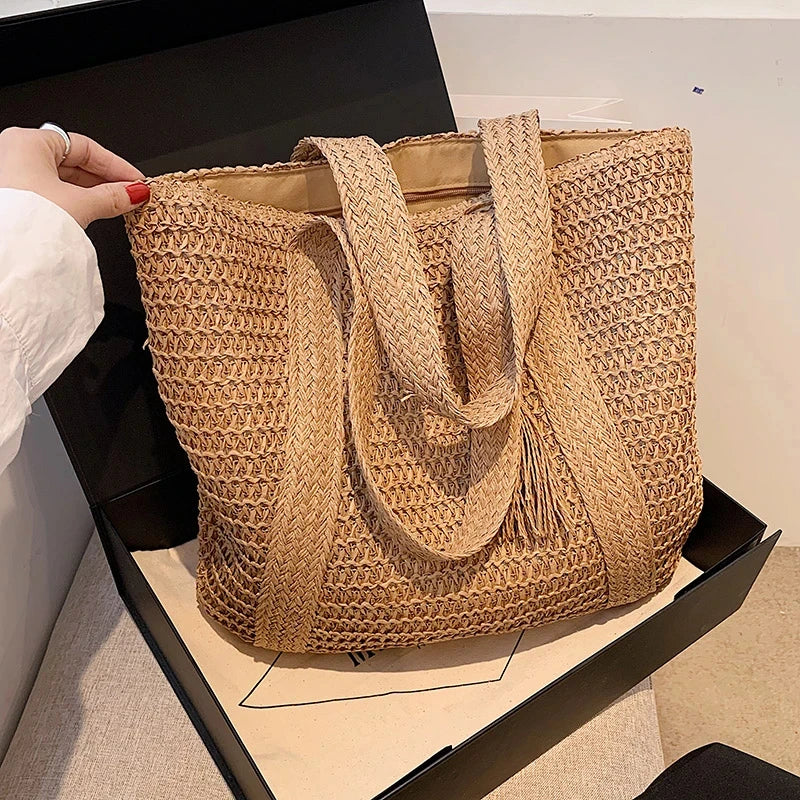Straw Weave Tote Bag