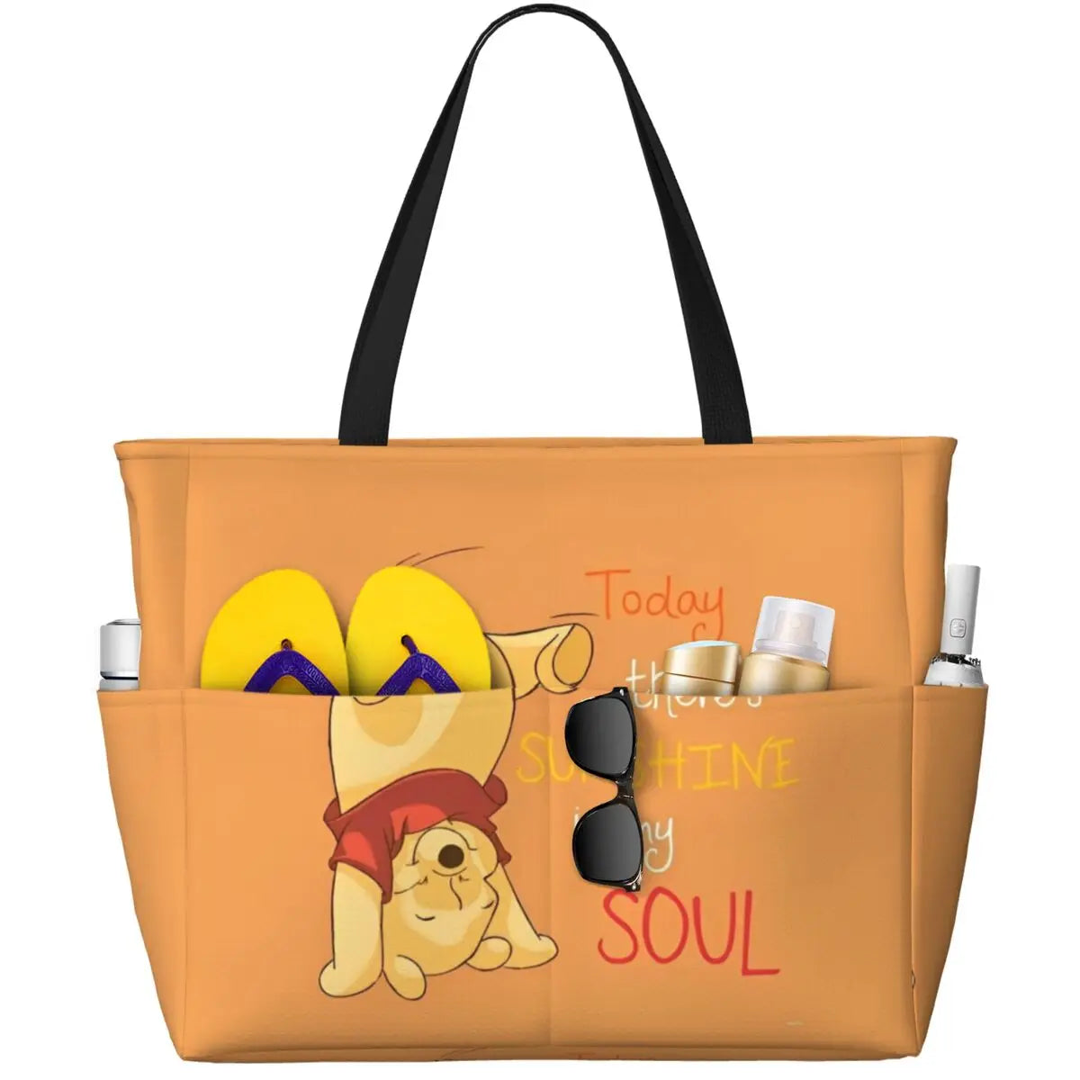 Winnie The Pooh Large Beach Tote Bag