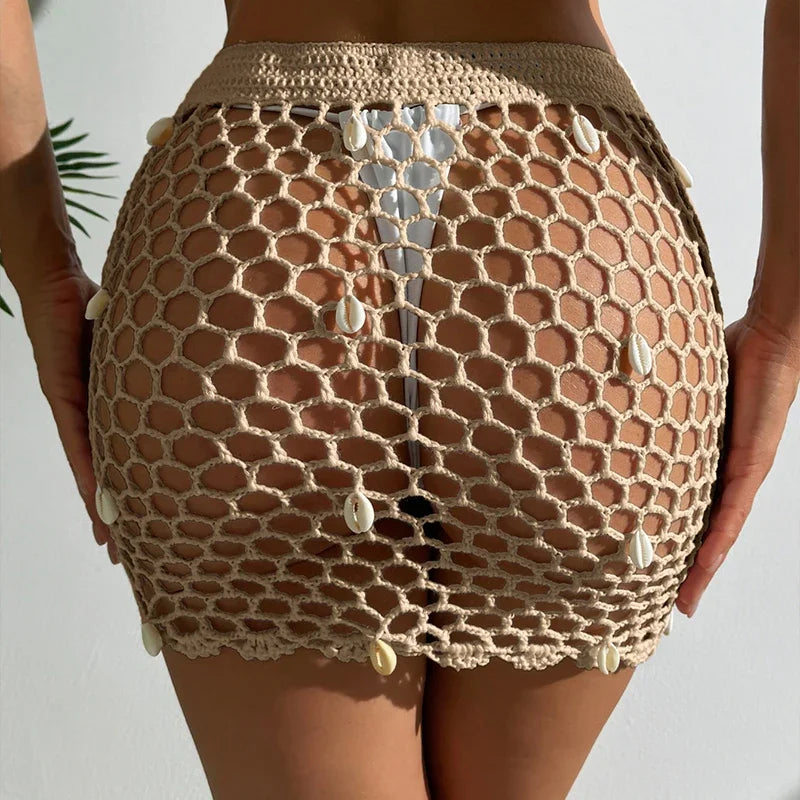 Handmade Crochet Drawstring Bikini Cover-Ups