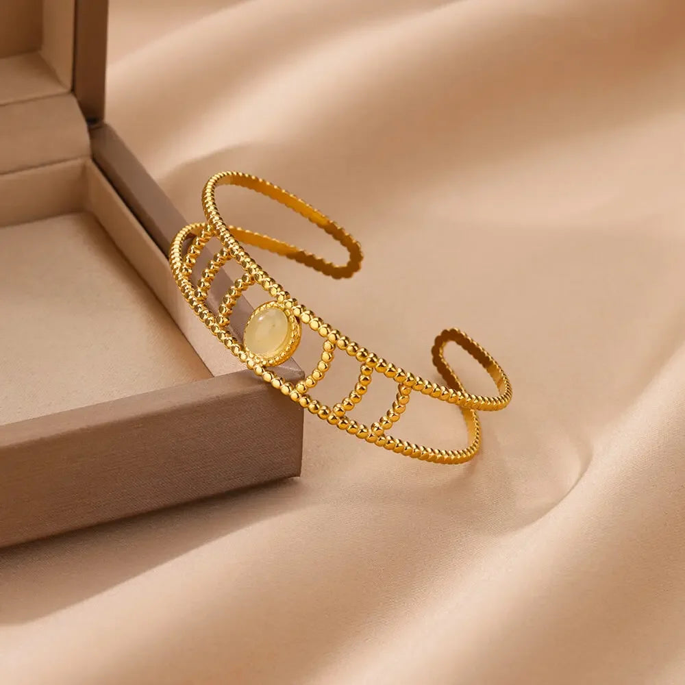 Classic Wrinkle Texture Openning Bangle Bracelet