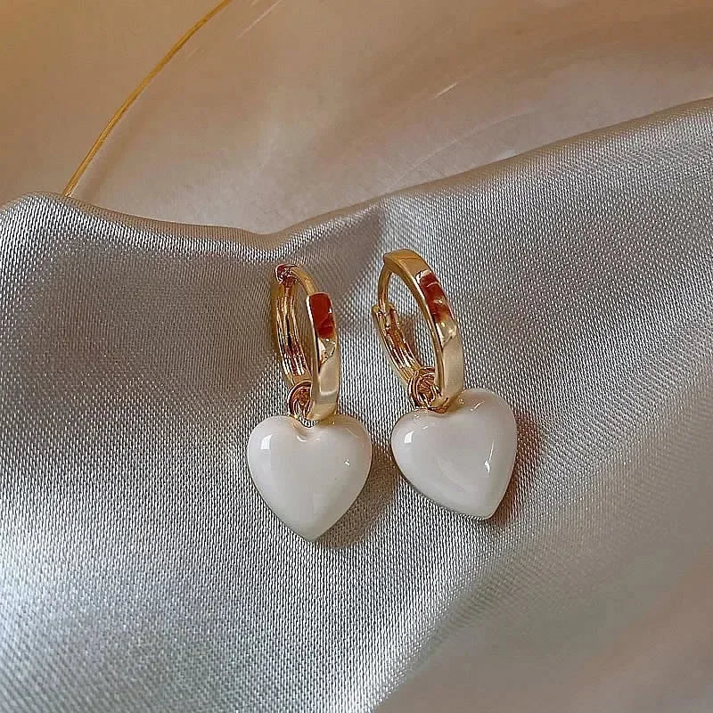 Vintage Red Heart Pendant Earrings