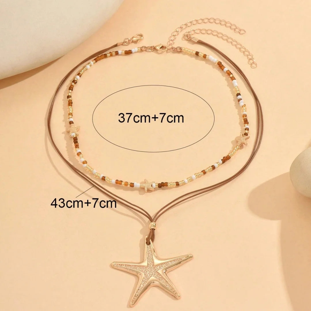 Retro White Starfish Pendant Collarbone Necklace