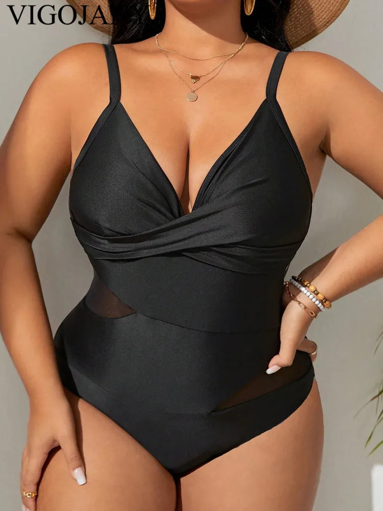 Jenny Black Strapped Plus Size Swimwear