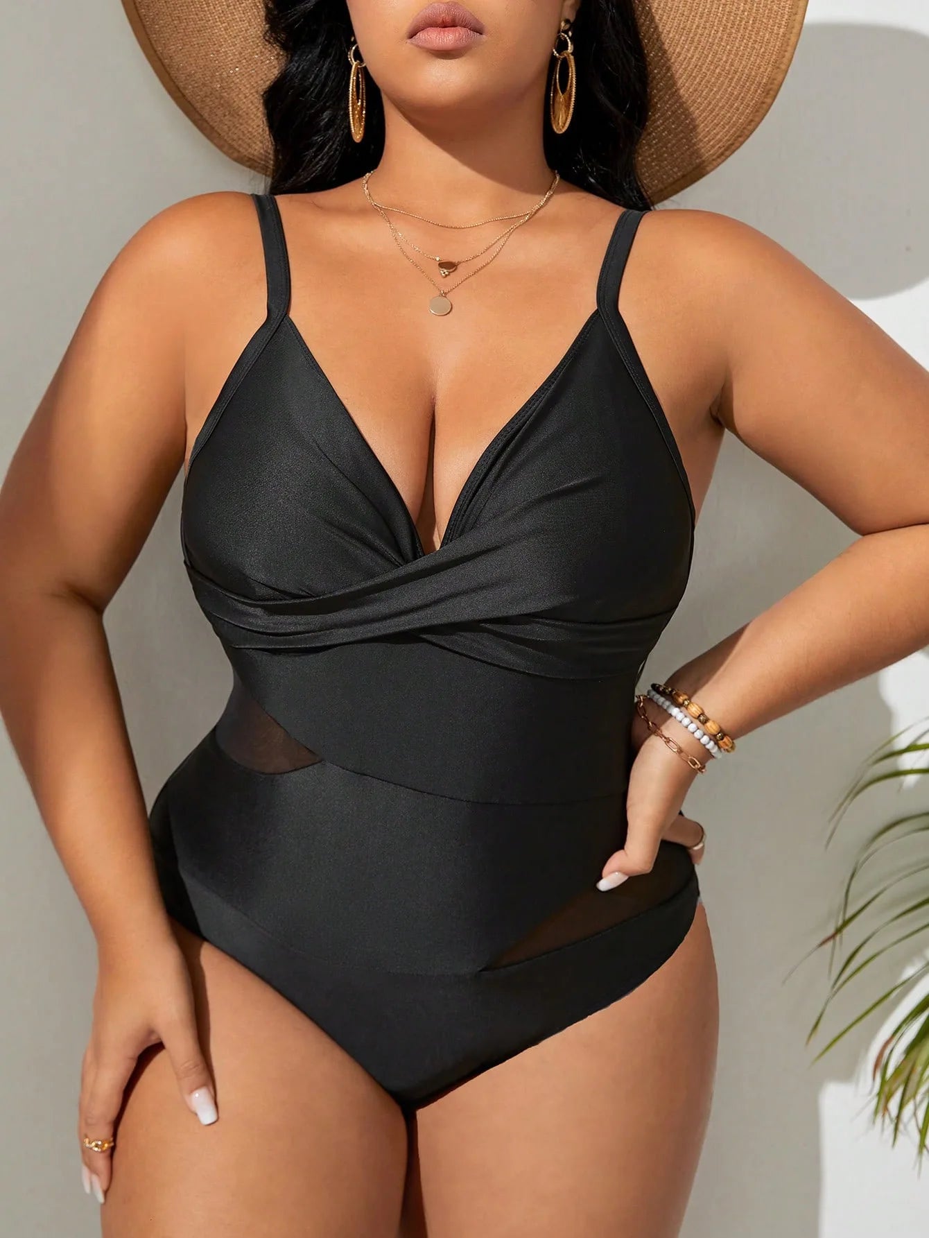 Jenny Black Strapped Plus Size Swimwear