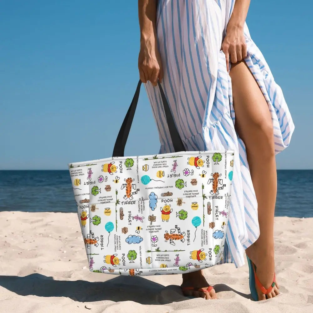 Winnie The Pooh Large Beach Tote Bag