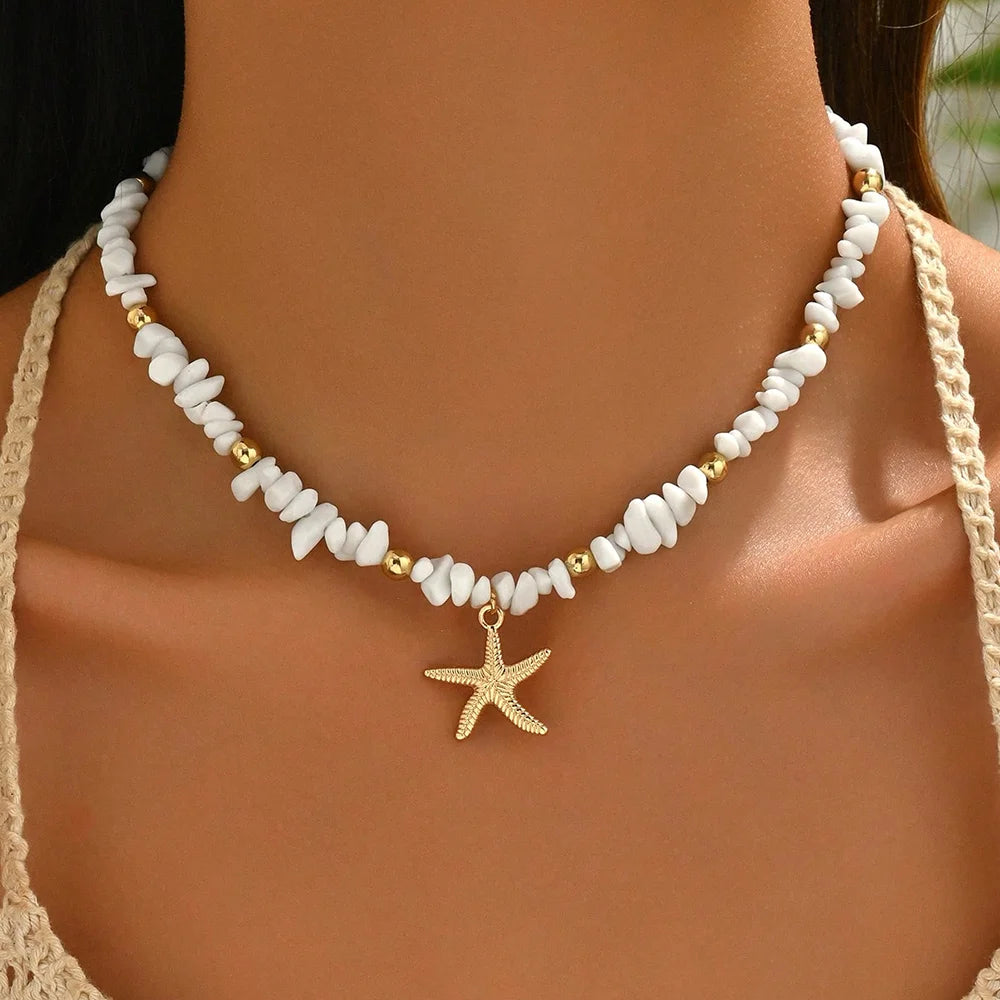 Natural Seashell Beaded Necklace
