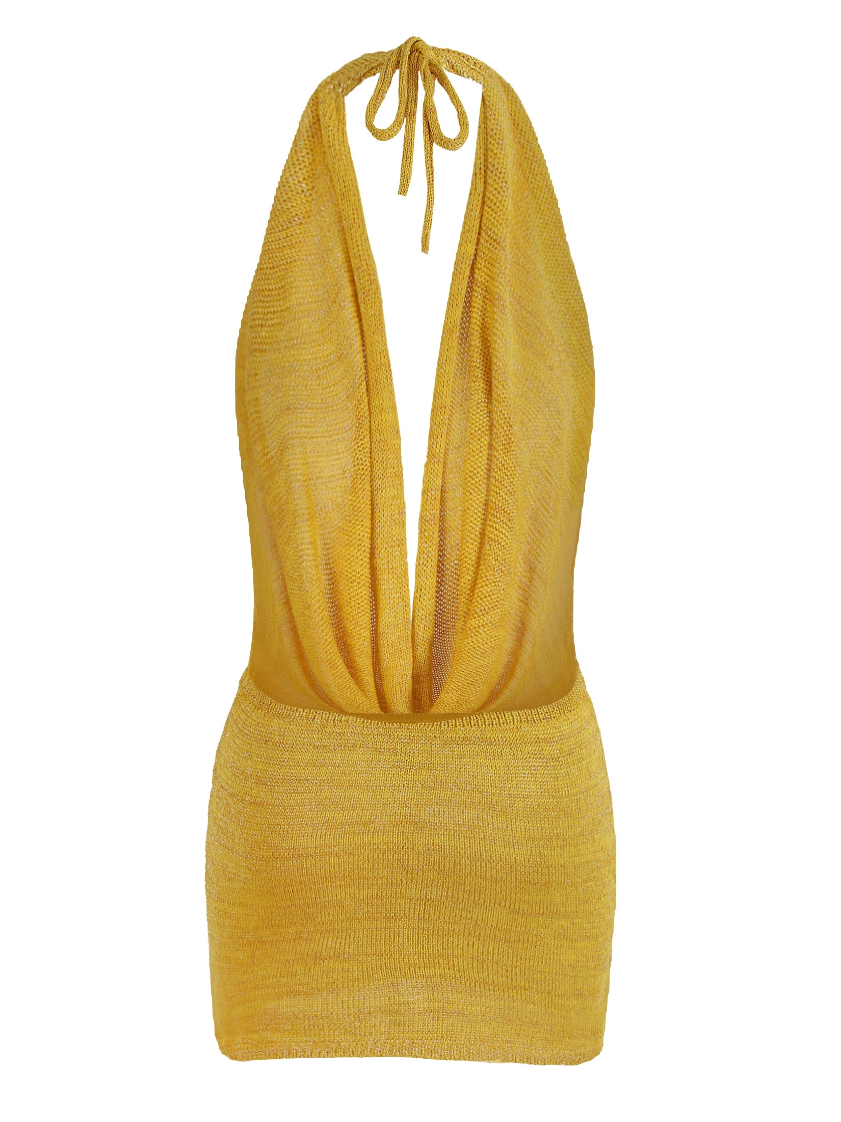 Bright Silk Backless Knit Beach Mini Dress