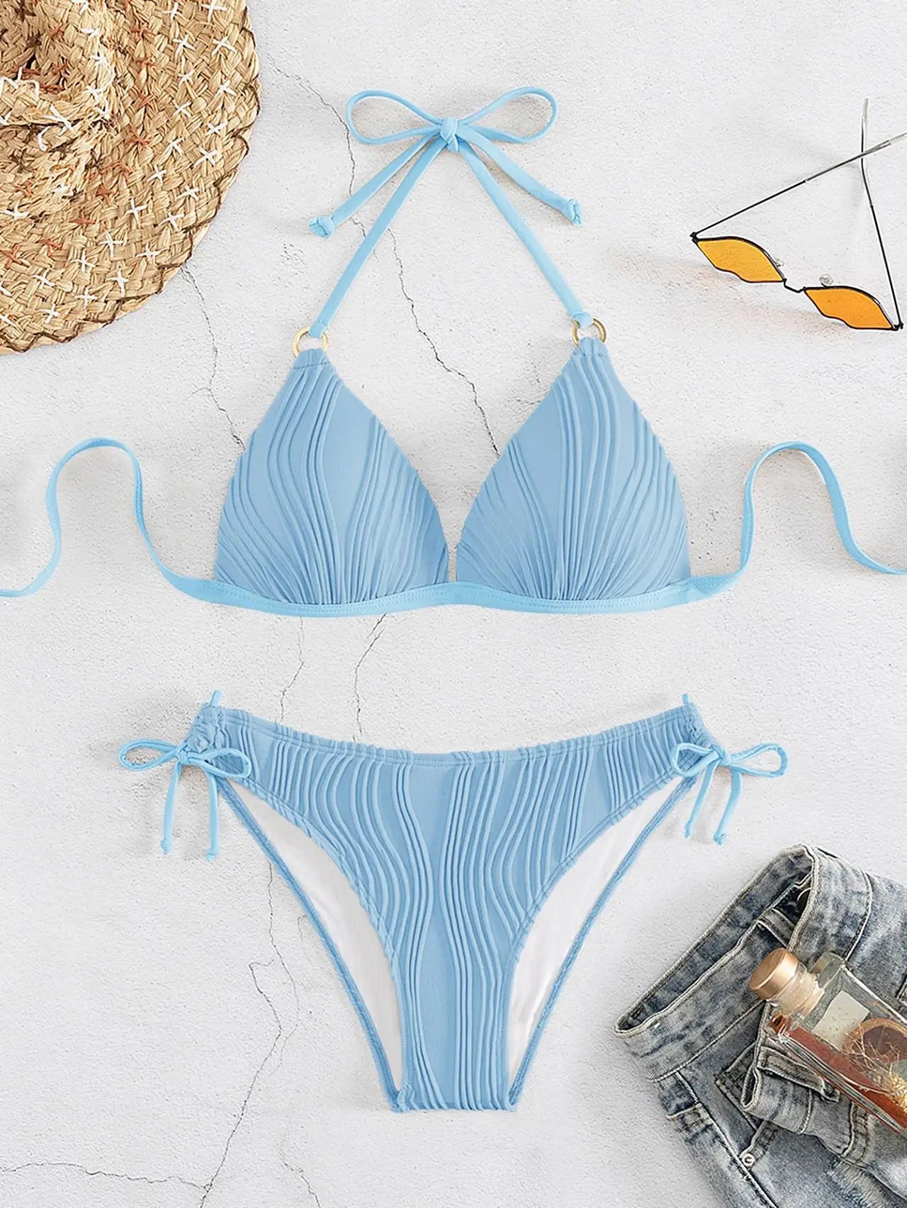 Solid Low Waist Sexy Two Piece Swimsuit