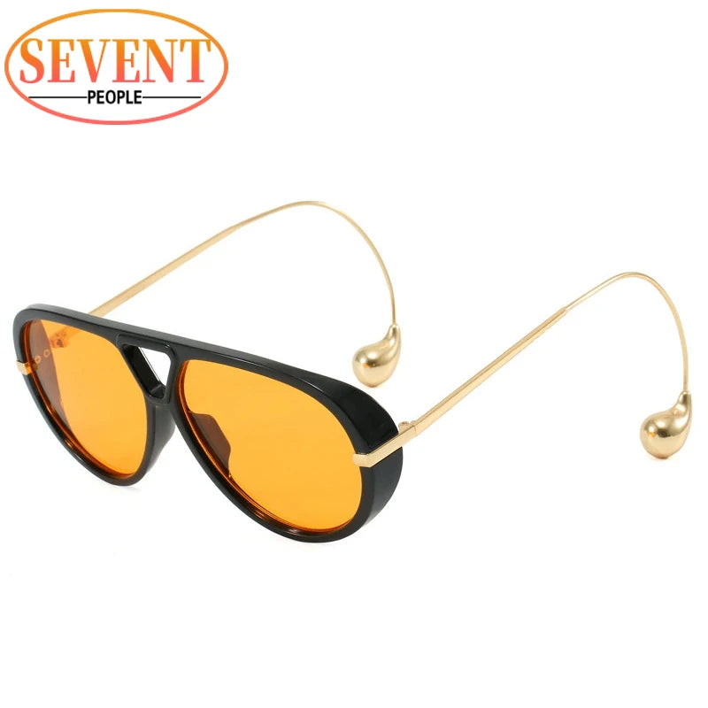 Oversized Oval Punk Pilot Sunglasses