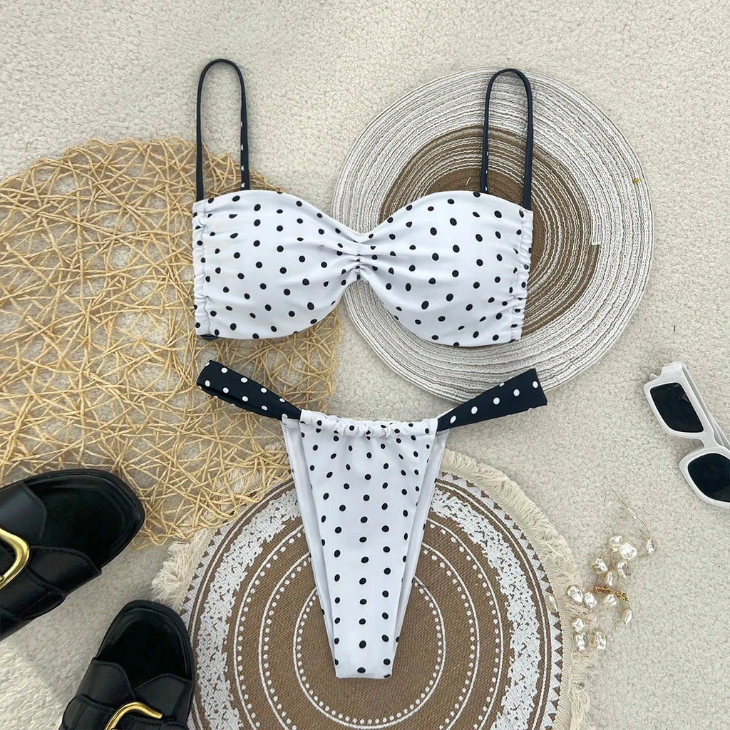 polka dot split swimsuit