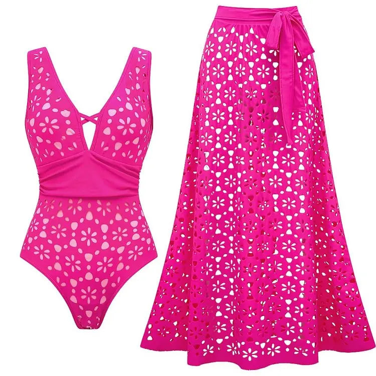 Laser Cutting Flower Swimsuit