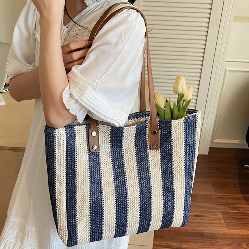 Classic striped pattern retro single-shoulder bag