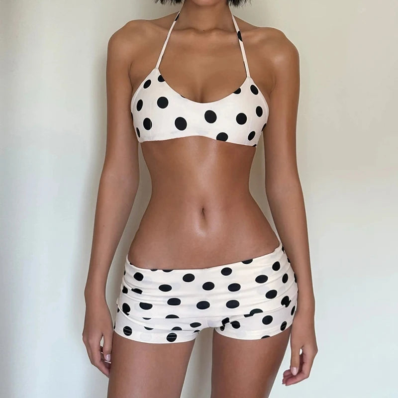 Polka Dot Bikini Shorts Set
