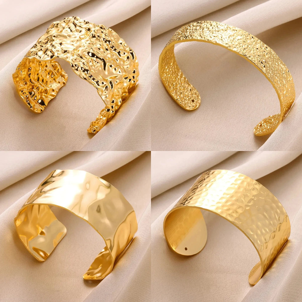 Classic Wrinkle Texture Openning Bangle Bracelet