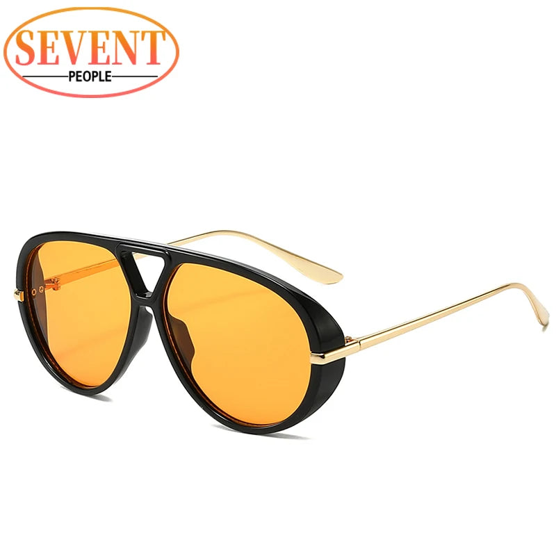Oversized Oval Punk Pilot Sunglasses