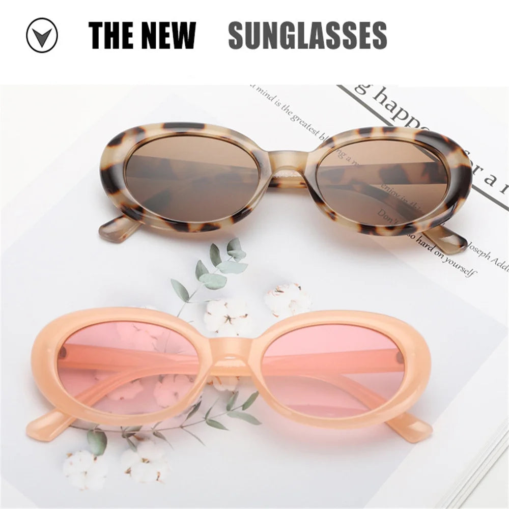 Retro Oval Sunglasses Small Frame Sunglasses For Women Men Jelly Color Gothic Glasses UV400 Fashion Shades Oval Mirror 2025 New