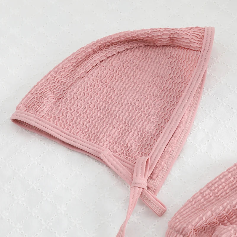 Pleated Bathing Suit With Hat