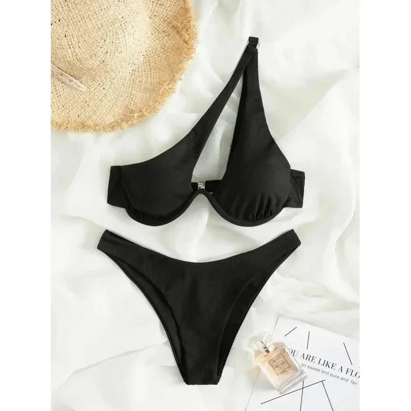 One Shoulder Bikini High Cut