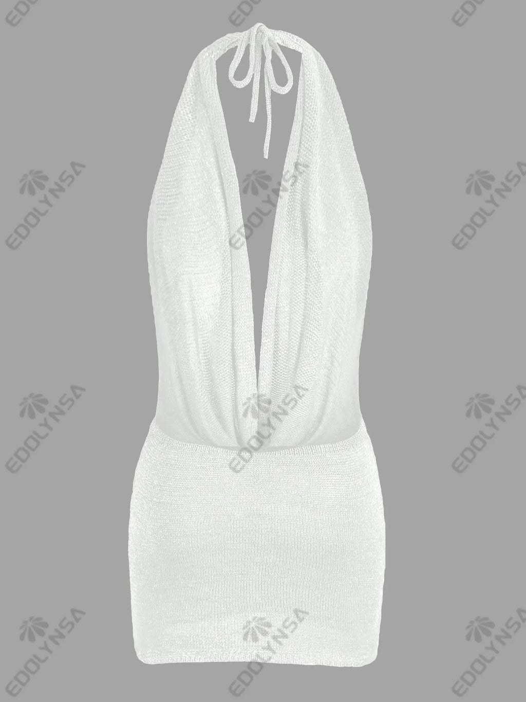 Bright Silk Backless Knit Beach Mini Dress