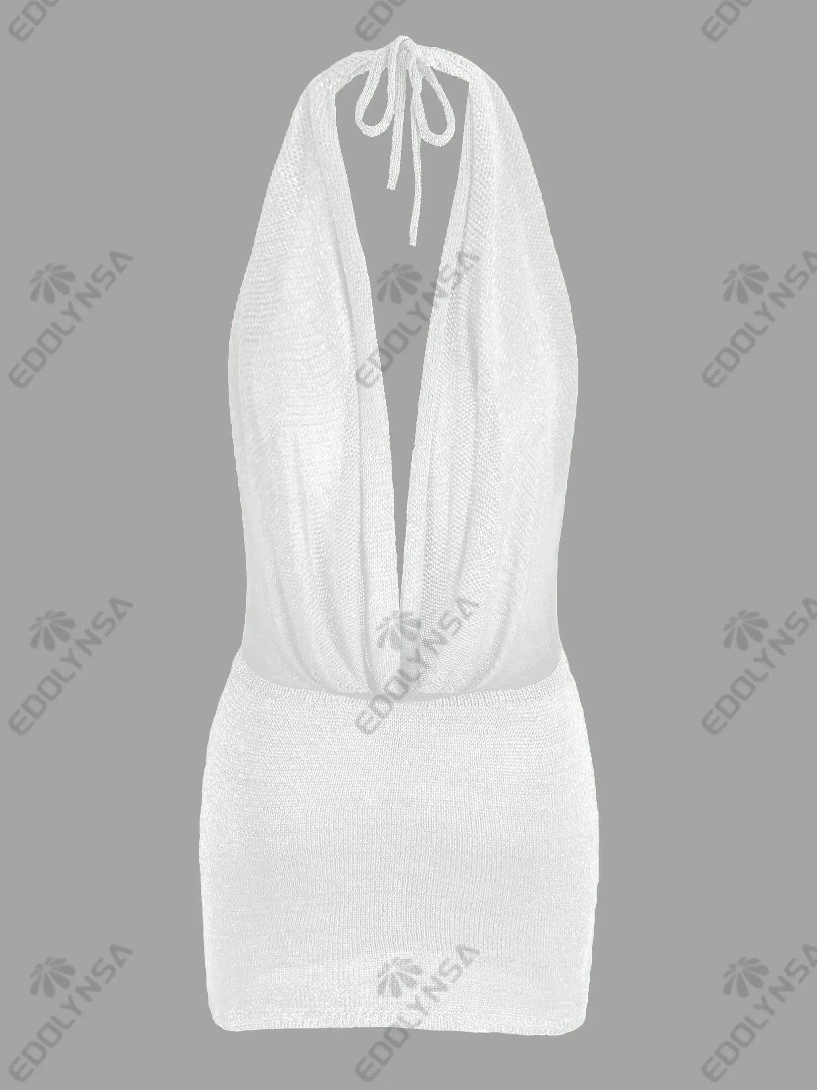 Bright Silk Backless Knit Beach Mini Dress