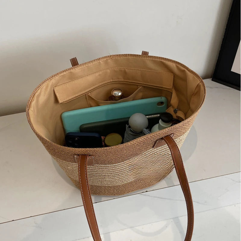 Straw Woven Basket Handbag