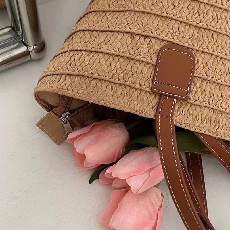 Straw Woven Basket Handbag
