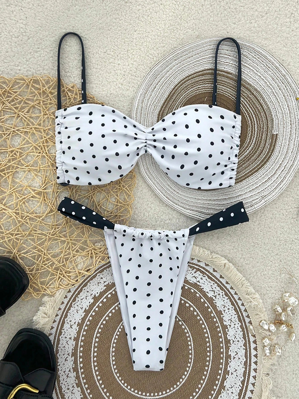 polka dot split swimsuit