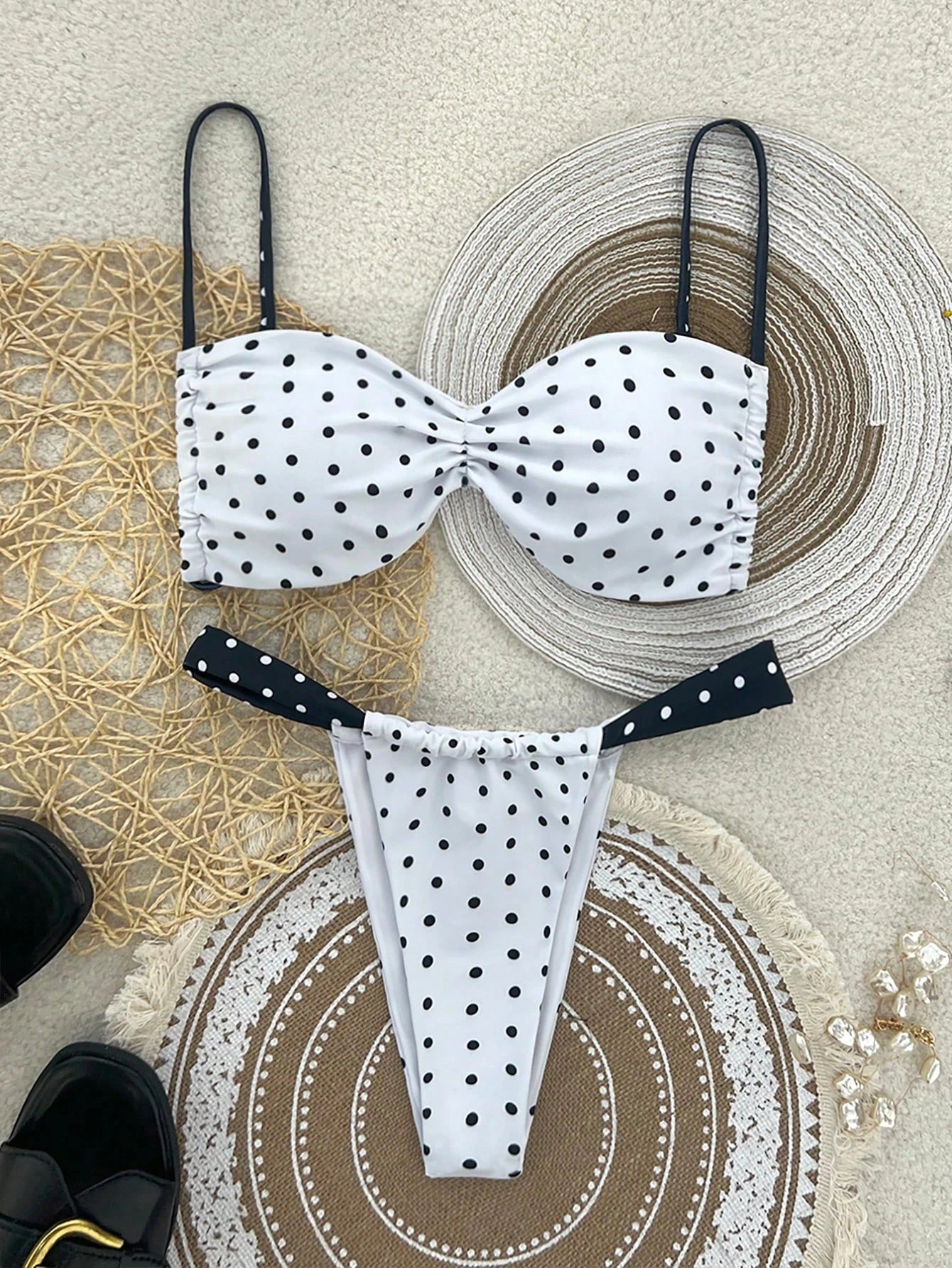 polka dot split swimsuit