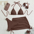 String Halter Triangle 3 Piece Bikini Set