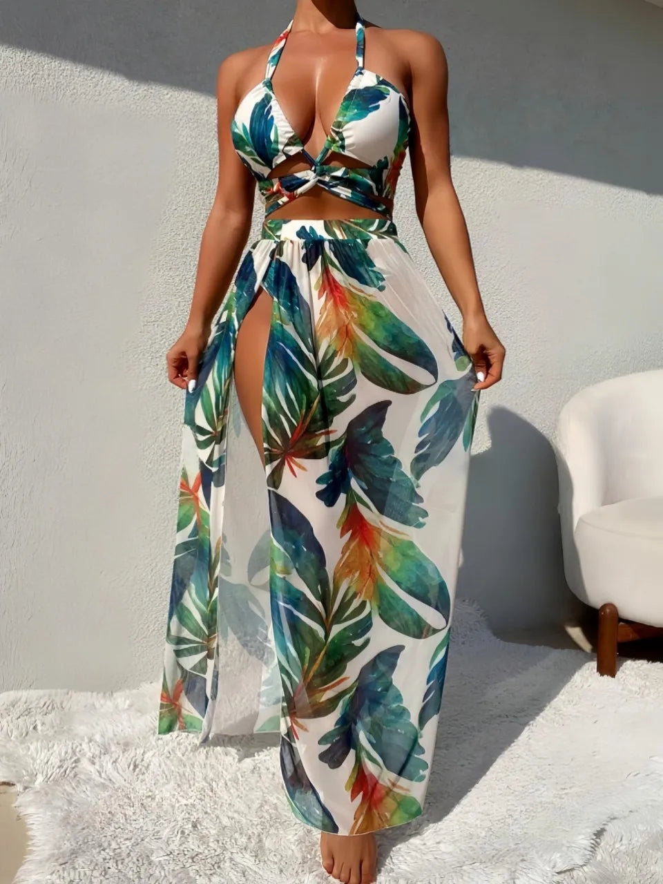 Hot Pulse 3 Pieces Halter Bikinis